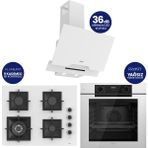 Ferre Fryart Digital Beyaz Cam Ankastre Set ( 65 cm Woklu Ocak ) QEP63CB+SC406-WFA+D064-SA
