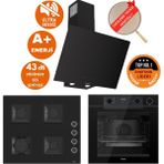Ferre Fryart&silentart-Steamart Nica Yeni Seri Sessiz Siyah Ankastre Set (D077-SA + QEP64CS +SS205)