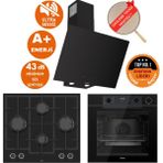 Ferre Fryart&silentart-Steamart Zova Yeni Seri Sessiz Siyah Ankastre Set (D077-SA + QEP64CS +LN385)