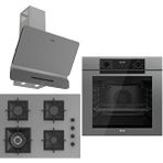 Ferre Grey Fryart 3 Lü Ankastre Set ( Qep63cpr - Sc408-wfa - D082-sa ) A++ Sessiz Davlumbaz - 65 Cm Wok Bek Ocak Gri