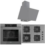 Ferre Icon Plus 75 Serisi 3lü Cam Ankastre Set (qbl63cpr-sc408-d079) Gri