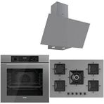 Ferre Icon Plus 75 Serisi 3lü Cam Ankastre Set (qbl63cpr-ss038-d079) Gri