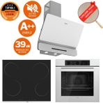 Ferre Luce Vitroseramik Elektrikli Ultra Sessiz Beyaz Ankastre Set (D081 - Sa + MS261 + QBL62CB ) - Siyah