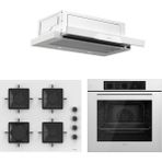 Ferre QBL62CB 60 cm Beyaz Cam Turbolu Ankastre Set A Enerji Sınıfı Modern Tasarım