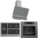 Ferre Steamart Bl Modüler Serisi Gri Cam Ankastre Set (D082+BL138+XE64CPR) - Antrasit