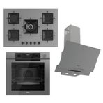 Ferre Steamart-Fryart-Sılentart Serisi Gri Set (SS038 + QEP64CPR +D065-SA ) - Emaye Izgara / 75 cm Ocak