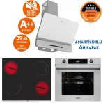Ferre ve Afm Tech Marka/ Best Sessiz Vitro. Elektrikli Beyaz Ankastre Set (D081-SA+ MS263 + FM7701)