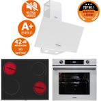 Ferre ve Afm Tech Marka/ Moe Sessiz Vitro. Elektrikli Beyaz Ankastre Set (D087-SA + MS263 + FM7701)