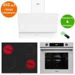 Ferre ve Afm Tech Marka/ White Vitroseramik Elektirikli Beyaz Ankastre Set (MS263 + FM3401+ FM7701)
