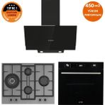 Ferre ve Afm Tech Markalı Fethy F-55 Ant.gri -Siyah Ankastre Set (ED078-WFA Wok + FM7700 + FM3250) - Antrasit - Gri