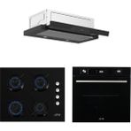 Ferre ve Afm Tech Markalı /mıqoa Beyaz Ankastre Set ( D036 Sürgülü Aspiratör + FM7700 + FM2200 ) - Siyah