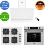 Ferre ve Afm Tech Markalı Sarwi Turbolu Dijital Beyaz Ankastre Set (SC206-FA Döküm + FM7701+FM3401)