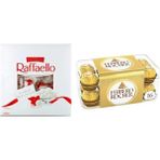 Ferrero Rocher 1 Adet Ferrero Rocher Fındıklı Çikolata 200 gr 1 Adet Raffaello Hindistan Cevizi Kaplı Çikolata 24 Adet 240 gr - 2 paket
