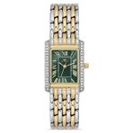 Ferro FL21483A-D6 Quartz Çelik Altın/gri Yeşil Kadran 22 mm Kadın Kol Saati - Altın - Metalik Gri