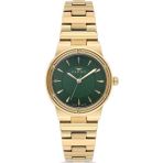 Ferro Fl21586awt-B6 Quartz Çelik Altın Rengi Yeşil Kadran 31 Mm Kadın Kol Saati