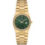 Ferro FL21596AWT-B6 Quartz Çelik Altın Rengi Yeşil Kadran 30 mm Kadın Kol Saati - tek ebat