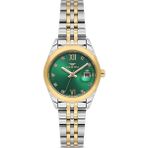 Ferro Fl21618awt-D6 Quartz Çelik Altın/Gri Yeşil Kadran 28 Mm Kadın Kol Saati