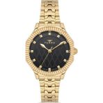 Ferro FL21632AWT-B2 Quartz Çelik Altın Rengi Siyah Kadran 32 mm Kadın Kol Saati - tek ebat