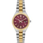 Ferro Quartz Çelik Altın/gri Kırmızı Kadran 30 mm Kadın Kol Saati - Altın - Beyaz