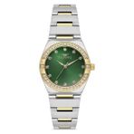 Ferro Quartz Çelik Altın/gri Yeşil Kadran 30 mm Kadın Kol Saati - Altın - Metalik Gri