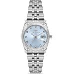 Ferro Quartz Çelik Gri Turkuaz Kadran 30 mm Kadın Kol Saati - Gümüş