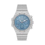 Ferro Quartz Çelik Metalik Gri Turkuaz Kadran 42 Mm Erkek Kol Saati