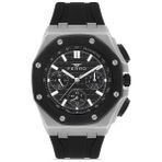 Ferro Quartz Silikon Siyah 43 mm Fonksiyonları Aktif Erkek Kol Saati - Gri