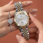 Ferrucci Bileklik Hediyeli Altın/metalik Kadın Kol Saati 30 mm Jübile Çelik Bilezik Kesme Cam 2 Yıl Garantili - Altın - Gümüş
