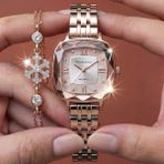 Ferrucci Bileklik Hediyeli Rose Kadın Kol Saati 27 mm Çelik Kordon Kesme Cam 3 Atm Su Geçirmez 2 Yıl Garanti - Rose Gold