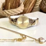 Ferrucci Gold Sade Şık Çelik Kadın Kol Saat+%100 Çelik Kolye Hediyeli