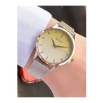 Ferrucci Kadın Rose Gold Ince Çerçeve Gümüş Hasır Kordon Kol Saati - Klasik, Rakamsız Kadran
