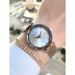 Ferrucci Kristal Camlı Kadın Kol Saati ve Bileklik - Gümüş - Bronz