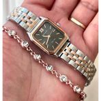 Ferrucci Milano Minimal Kare Kadran Çelik Kadın Kol Saati+Bileklik - Rose Gold - Siyah