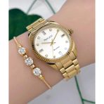 Ferrucci Rolex Kasa Çelik Kadın Kol Saati+Bileklik Hediye - Gold