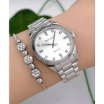 Ferrucci Rolex Kasa Çelik Kadın Kol Saati+Bileklik Hediye - Silver