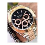 Ferrucci Rose Gold Gümüş Siyah Kadran Fonksiyonlar Aktif Erkek Kol Saati + Bileklik Hediyeli