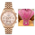Ferrucci Rosegold Roma Rakamlı Çelik Kadın Kol Saat+Çelik Kolye Hediye