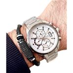 Ferrucci Silver Fonksiyonlu Çelik Erkek Kol Saati+Deri Bileklik - Gümüş