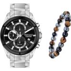 Ferrucci Silver Renk Fonksiyonlu&takvimli Çelik Erkek Kol Saat+Bileklik - Gümüş - Siyah