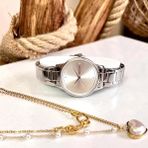 Ferrucci Silver Sade Şık Çelik Kadın Kol Saat+%100 Çelik Kolye Hediyeli