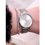 Ferrucci Silver Sade Şık Tasarım Çelik Kadın Kol Saat+Dorika Bileklik Hediye