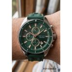 Ferrucci Spor Erkek Kol Saati | 46 mm Çelik Kasa, Yeşil Silikon Kordon, Yeşil Kadran