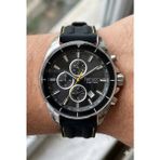 Ferrucci Spor Tasarım Erkek Kol Saati | 46 mm Çelik Kasa, Siyah Silikon Kordon, Siyah Kadran
