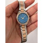Ferrucci Taşlı Kadran ve Kasa Çelik Kadın Kol Saati+Bileklik Hediye - Mavi - Rose Gold