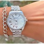 Ferrucci Taşlı Şık Modern Tasarım Çelik Kadın Kol Saat+Bileklik - Silver