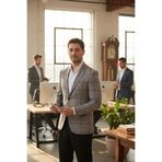 Ferrucii Erkek Bordo Ekose Battal Büyük Beden Dar Kesim Erkek Blazer Ceket Bordo 58