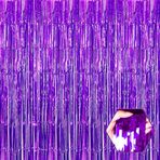 Ferwzsr 3 Paket Mor Folyo Saçaklı Perde Zemin, 3,28 ft x 6,6 Ft Metalik Tinsel Folyo Saçaklı Flama Perdeleri Fotoğraf Kabini, Noel Günü, Şükran Günü, Düğün, Yeni Yıl Partisi Süslemeleri için