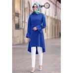 Feryal Büyük Beden Pantolon Tunik Tesettür Takım - Saks - 44