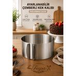 Fespa Ayarlanabilir Çember Kek Kalıbı Paslanmaz Çelik Pasta Çemberi 16-30 CM Profesyonel