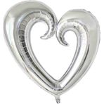 Festilo Folyo Kalp Balon Ortasi Boş 100 cm Helyum Uyumlu - Metalik Gri